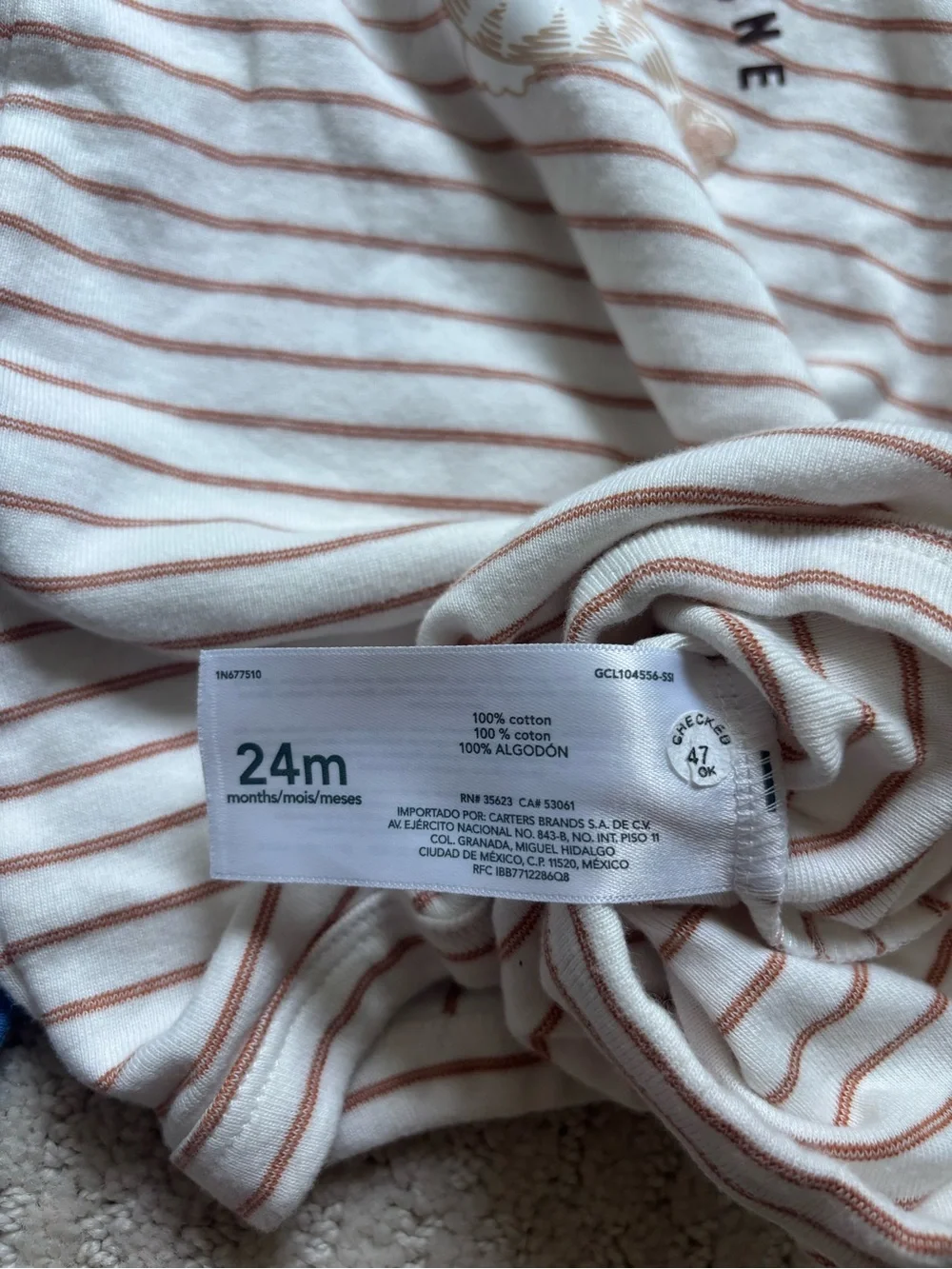 Carter's Blue 'Cutest Cuddler' & Cream-Striped Bodysuit Duo, Size 24m